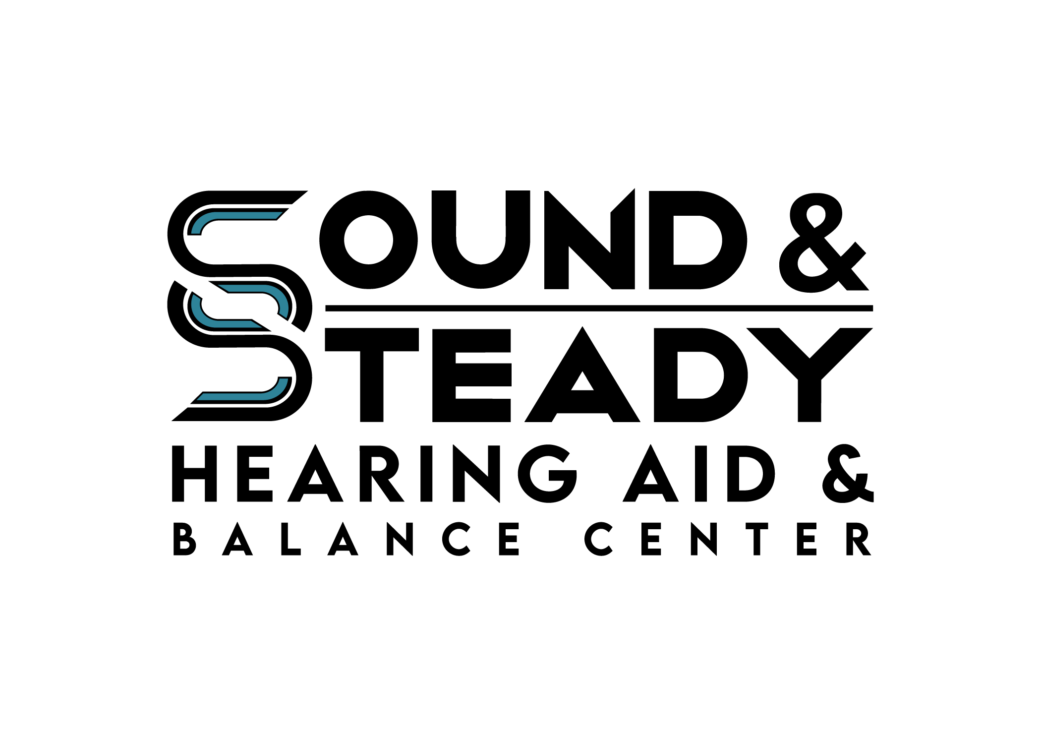 A black and blue logo.